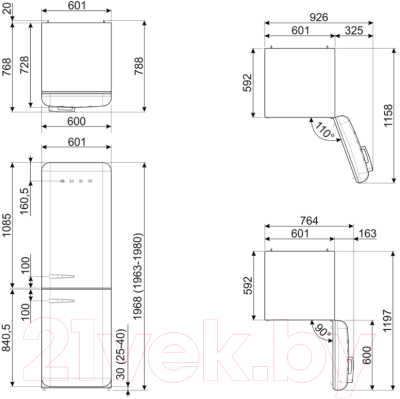 Холодильник с морозильником Smeg FAB32RPK5