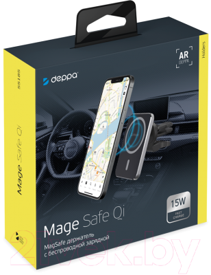 Держатель для смартфонов Deppa Mage Safe Qi for iPhone / 55185 (черный)