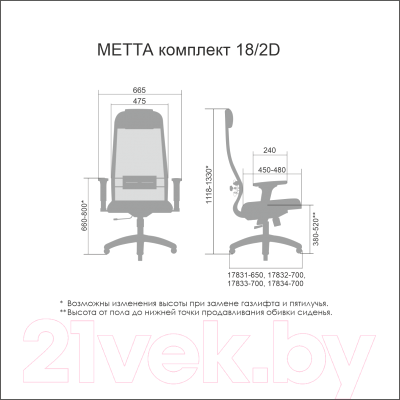 Кресло офисное Metta Комплект 18/2D CH / SU-1-BK (темно-серый/черный)