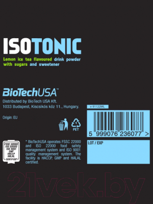 Изотоник BioTechUSA IsoTonic Лимон-ледяной чай / I00002538 (40г)