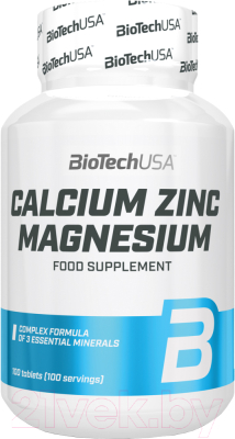 Мультиминеральный комплекс BioTechUSA Calcium Zinc Magnesium Кальций-магний-цинк / CIB00 (100 таблеток)