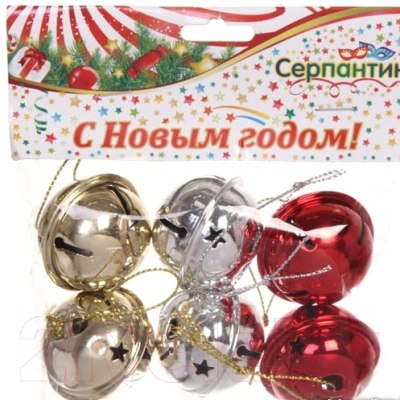 

Набор елочных игрушек Серпантин, Красный;серебристый;золотистый, Бубенчики 196-631