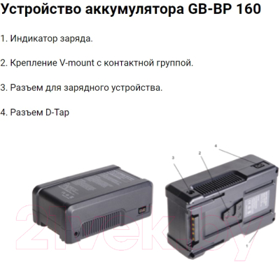 Аккумулятор для камеры GreenBean GB-BP 160 / 23093