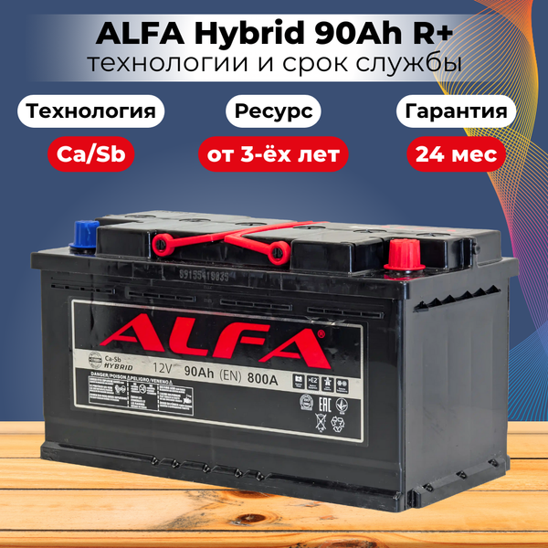 Автомобильный аккумулятор ALFA battery Hybrid R (90 А/ч)
