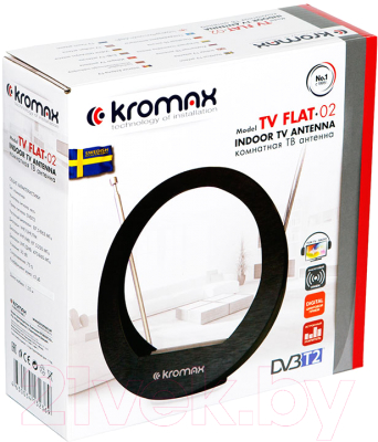 Цифровая антенна для ТВ Kromax TV FLAT-02 (черный)