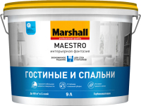 Краска MARSHALL Maestro Интерьерная фантазия Гостинные и спальни (9л, глубокоматовый белый) - 