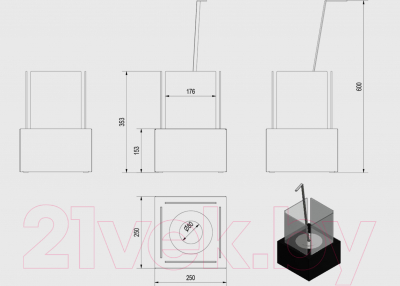 Биокамин Kratki Tango 2 с сертификатом TUV (черный)