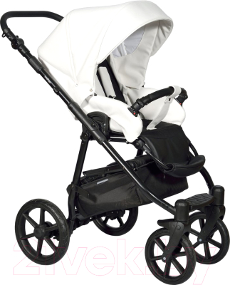 Детская универсальная коляска INDIGO Broco Eco F 3 в 1 (Be 01, белая кожа)
