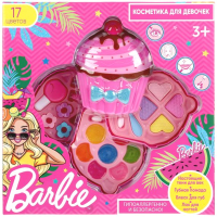 

Набор детской декоративной косметики Милая Леди, Барби: тени, блеск для губ, помады, заколки / 10382A