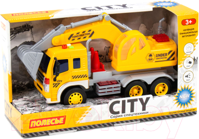 Экскаватор игрушечный Полесье Сити / 86365 (желтый, инерционный)