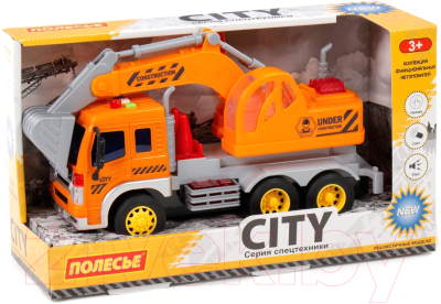 Экскаватор игрушечный Полесье Сити / 86433 (оранжевый, инерционный)