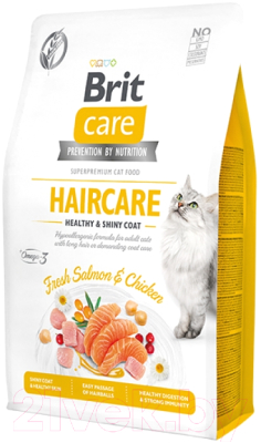Сухой корм для кошек Brit Care Cat Grain-Free Haircare Healthy & Shiny Coat / 540884 (2кг)