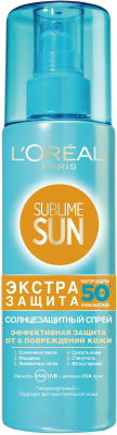 Спрей солнцезащитный L'Oreal Paris Sublime Sun экстра защита SPF50 (200мл)