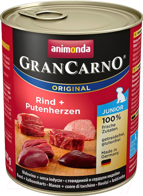 Влажный корм для собак Animonda GranCarno Original Junior с говядиной и сердцем индейки (800г)