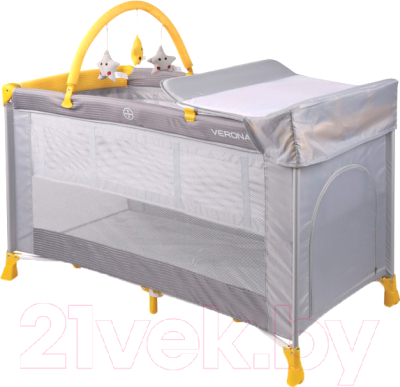 Кровать-манеж Lorelli Verona 2 plus Grey/Yellow (10080271815)