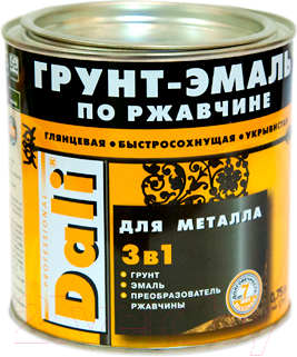 Грунт-эмаль DALI По ржавчине 3 в 1 (750мл, серый)