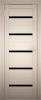 Дверь межкомнатная Юни Амати 01М 40x200 (черное стекло/беленый дуб) - 