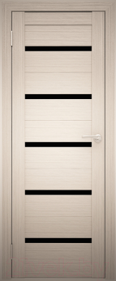 Дверь межкомнатная Юни Амати 01М 40x200 (черное стекло/беленый дуб)
