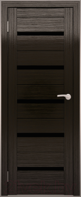 Дверь межкомнатная Юни Амати 01М 40x200 (черное стекло/дуб венге)