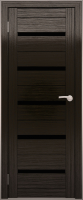 Дверь межкомнатная Юни Амати 01М 80x200 (черное стекло/дуб венге) - 