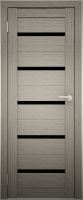 Дверь межкомнатная Юни Амати 01М 40x200 (черное стекло/дуб дымчатый) - 