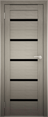 Дверь межкомнатная Юни Амати 01М 40x200 (черное стекло/дуб дымчатый)
