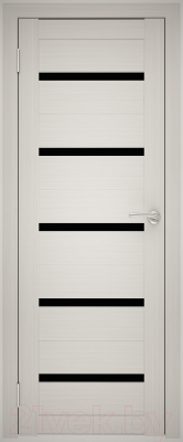 Дверь межкомнатная Юни Амати 01М 60x200 (черное стекло/эшвайт)