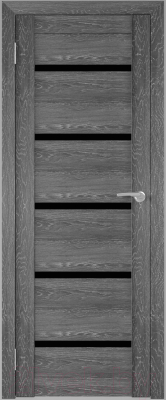Дверь межкомнатная Юни Амати 01М 80x200 (черное стекло/шале графит)