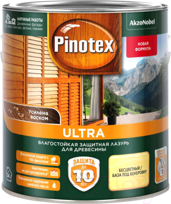 Лазурь для древесины Pinotex Ultra CLR 5353775 (2.7л, прозрачный)