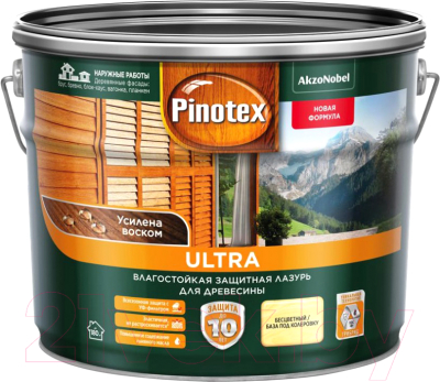 

Лазурь для древесины Pinotex, Бесцветный, Ultra CLR 5353439