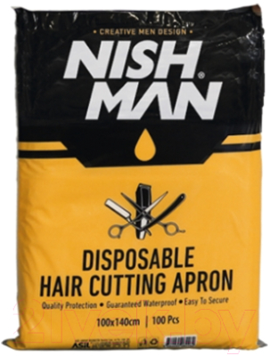 Набор накидок парикмахерских NishMan Disposable Cutting Cape (100шт)