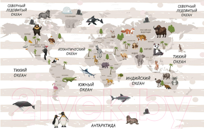 Фотообои листовые Citydecor Карта мира на русском 4 (400x254)