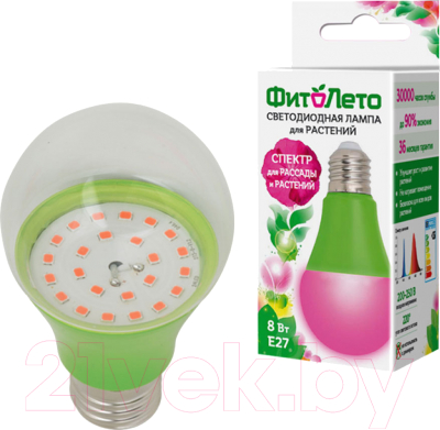 Лампа для растений Uniel LED-A60-8W/SPSB/E27/CL PLP30G / UL-00004581