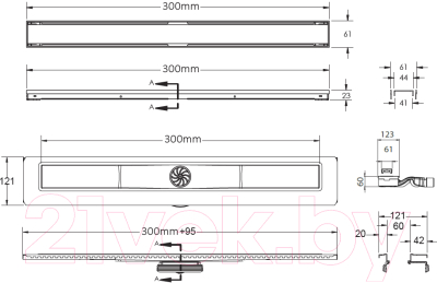 Трап для душа Berges B1 Keramik 300 / 090114