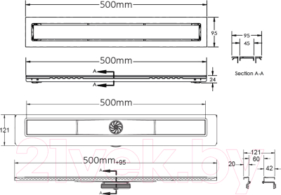 Трап для душа Berges B1 Keramik 500 / 090116