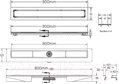 Трап для душа Berges B1 Keramik 800 / 091019