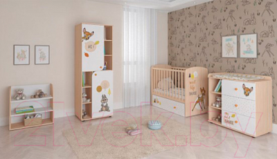 Стеллаж Polini Kids Disney Baby 810 Бэмби / 0002332.53 (белый/дуб)