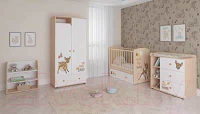 Комод пеленальный Polini Kids Disney Baby 5090 Бэмби / 0002331.53 (белый/дуб)