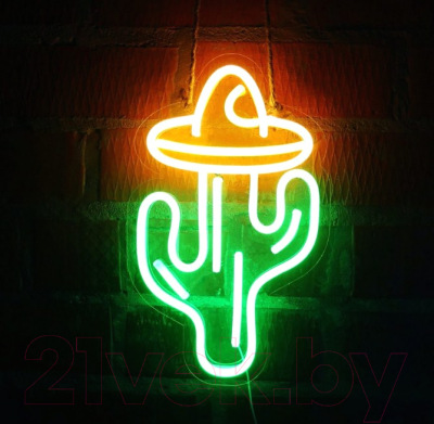 

Неоновая вывеска ON-neon, Кактус в шляпе