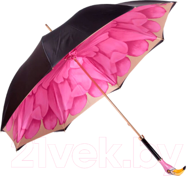 Зонт-трость Pasotti Nero Georgin Rosa Flamingo