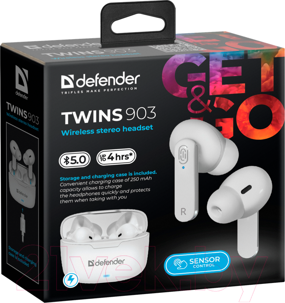 Беспроводные наушники Defender Twins 903 / 63903 (белый)