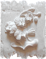 Декоративный камень гипсовый Polinka Декор Орхидея белый (190x150x20) - 