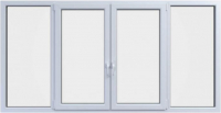 Балконная рама Brusbox Elementis Kale Поворотно-откидные 2 центральные створки 2 стекла (1400x2400x60) - 