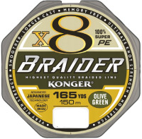 Леска плетеная Konger Braider X8 Olive Green 0.04мм 150м / 250150004 - 