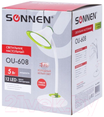 Настольная лампа Sonnen Ou-608 / 236670 (белый/зеленый)