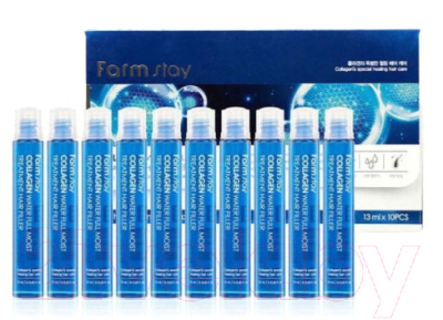 Ампулы для волос FarmStay Collagen Water Full Moist Treatment Hair Filler (10x13мл)