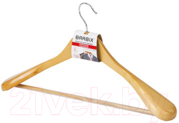 Деревянная вешалка-плечики Brabix Люкс р.48-50 / 601163 (сосна) — фото 5