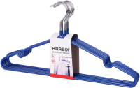 Набор металлических вешалок-плечиков Brabix Стандарт р.48-50 / 601166 (10шт, синий) - 