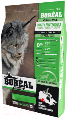 Сухой корм для кошек Boreal Original с индейкой и форелью (2.26кг)