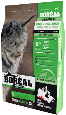 Сухой корм для кошек Boreal Original с индейкой и форелью (5.44кг)